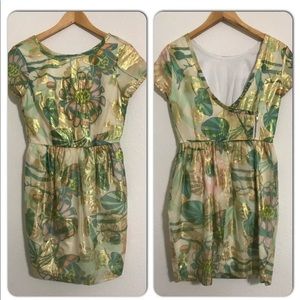 h&m conscious collection dress 6 green gold pink
